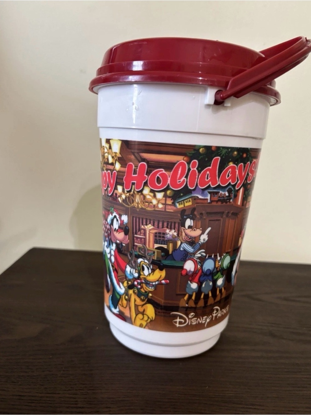 Two Matching Disney Parks Happy Holidays Popcorn Buckets (2)